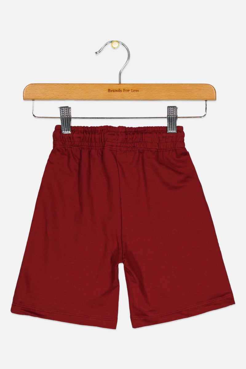 Harry Potter Toddlers Boy Graphic Print Basic Shorts, Maroon - Image 2