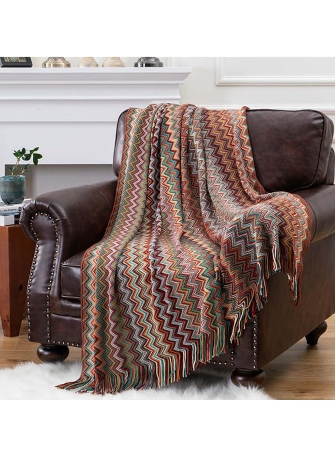 general Boho Throw Blanket,  Stripe Woven Blanket with Tassels, Super Soft Cozy Lightweight Warm for Chair Bed Couch Decorative, Knit Throw Blankets for Bed Couch Sofa Office (130x200cm, Red) - Image 2