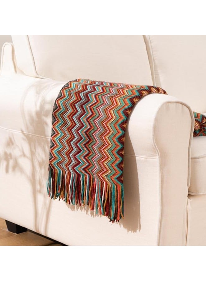general Boho Throw Blanket,  Stripe Woven Blanket with Tassels, Super Soft Cozy Lightweight Warm for Chair Bed Couch Decorative, Knit Throw Blankets for Bed Couch Sofa Office (130x200cm, Red) - Image 4