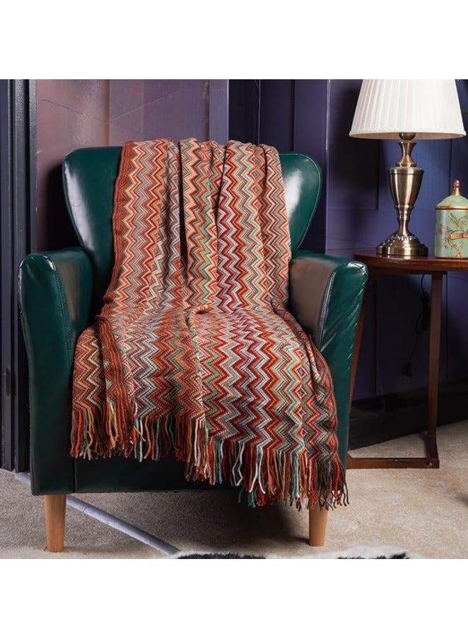 general Boho Throw Blanket,  Stripe Woven Blanket with Tassels, Super Soft Cozy Lightweight Warm for Chair Bed Couch Decorative, Knit Throw Blankets for Bed Couch Sofa Office (130x200cm, Red) - Image 5
