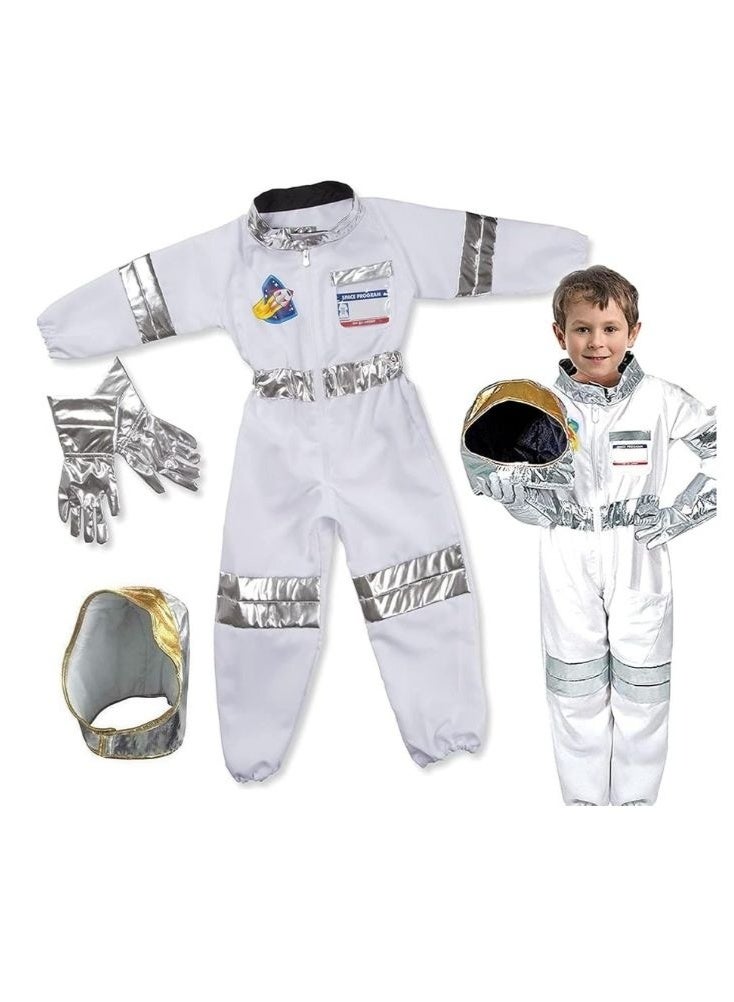 بريميم زي رائد الفضاء للأطفال – بدلة فضاء بيضاء للأولاد والبنات من عمر أربع إلى سبع سنوات - Image 1