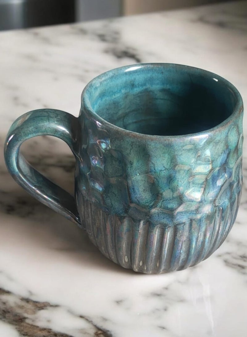 color zone pottery 300ml ceramic and earthenware mug, each piece is unique, microwave safe  - Image 3