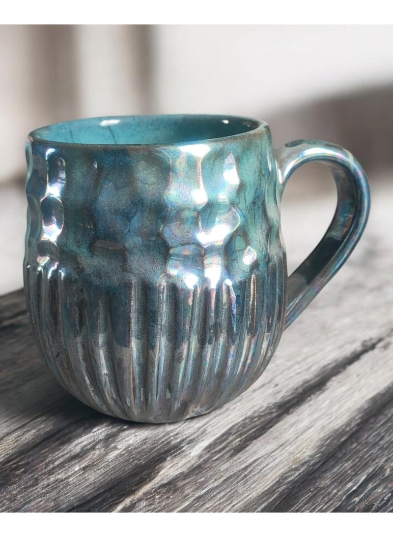 color zone pottery 300ml ceramic and earthenware mug, each piece is unique, microwave safe  - Image 1