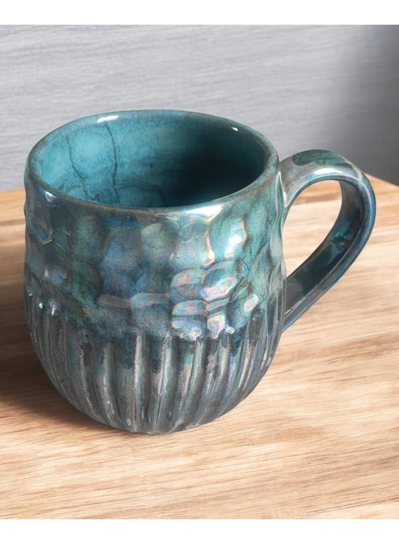 color zone pottery 300ml ceramic and earthenware mug, each piece is unique, microwave safe  - Image 2