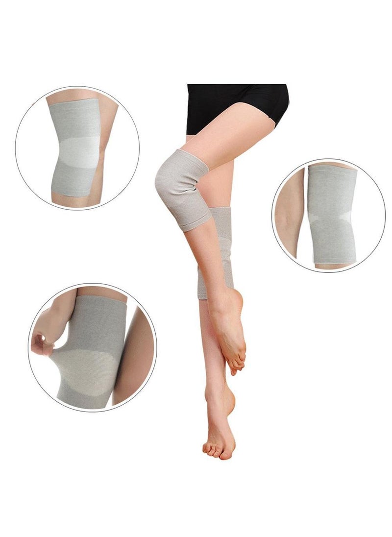 Sweet seven Bamboo Fabric Knee Sleeves (One Pair) - Support, Circulation Improvement & Pain Relief - Sport Compression for Running, Arthritis Pain - Women & Men - Gray, Large  - Image 2