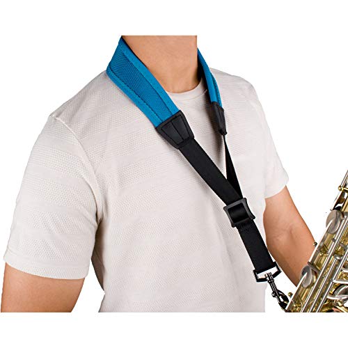 ProTec Pro Tec NLS310MTB 22" "Less-Stress Ballistic Neoprene Sax Neck Strap with Coated Metal Snap, Teal Blue - Image 1