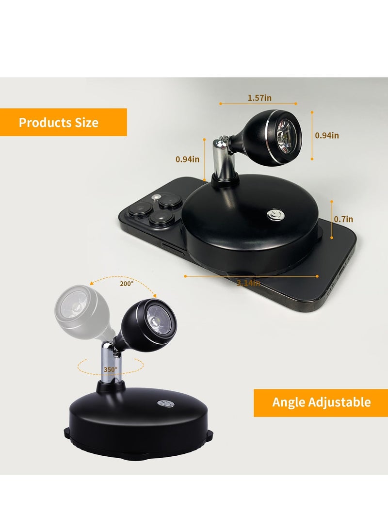 2Pcs Wireless LED Spotlight with Remote Control - Dimmable, Rotatable, Battery Operated Accent Lights for Indoor Wall Display, Plants, Artwork, and Closets - Natural White - Image 5