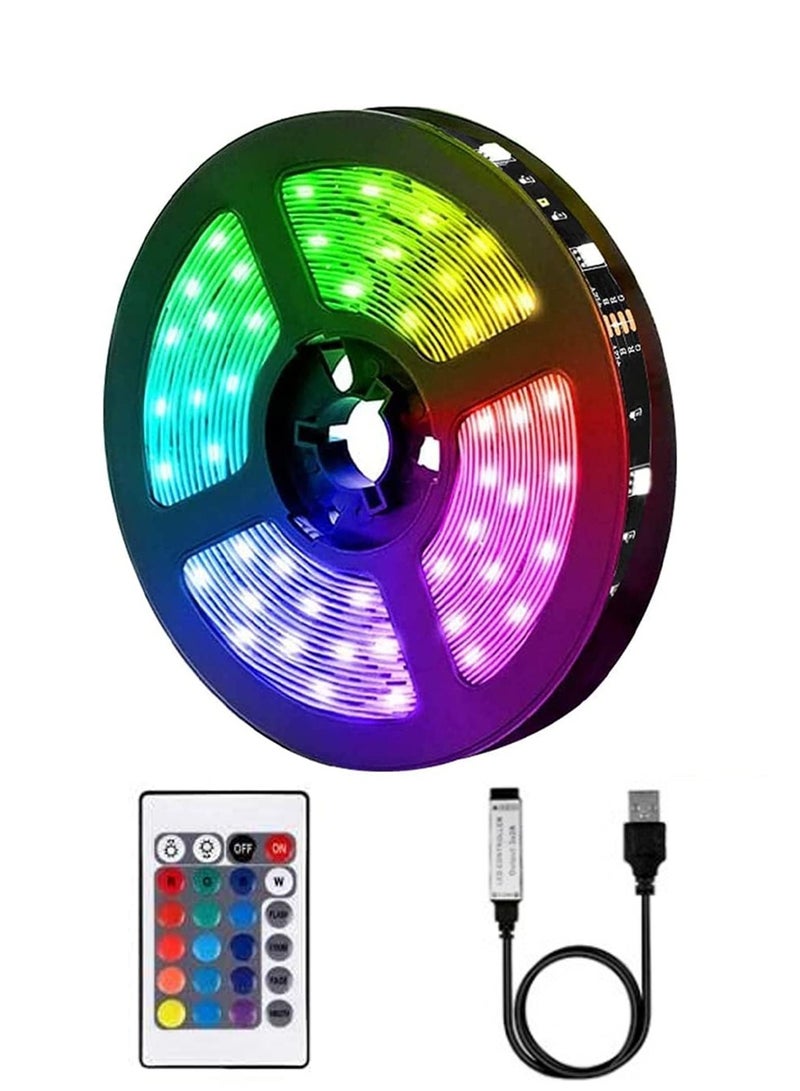 RGB LED Strip Lights for bedroom - Multicolor with Remote, USB Powered, Waterproof, Perfect LED lights for Bedroom, TV, Desktop PC, Fish Tank Decoration Wall Strip Lights 5M,24 Keys Remote Controller - Image 1
