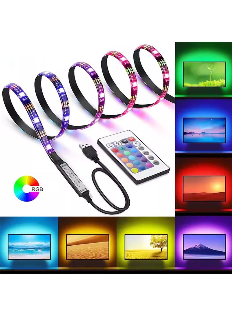 RGB LED Strip Lights for bedroom - Multicolor with Remote, USB Powered, Waterproof, Perfect LED lights for Bedroom, TV, Desktop PC, Fish Tank Decoration Wall Strip Lights 5M,24 Keys Remote Controller - Image 2