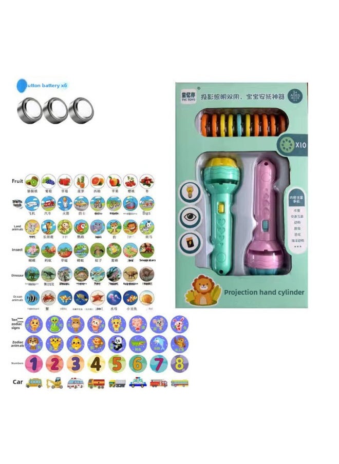 Generic - Shake The Sound Generation Of High-definition Projection Flashlight Toys Early Education Map Projection Flashlight Light Toy Direct Sales-Color:Color Box 2 Flashlight 10 Card 80 Figure - Image 1