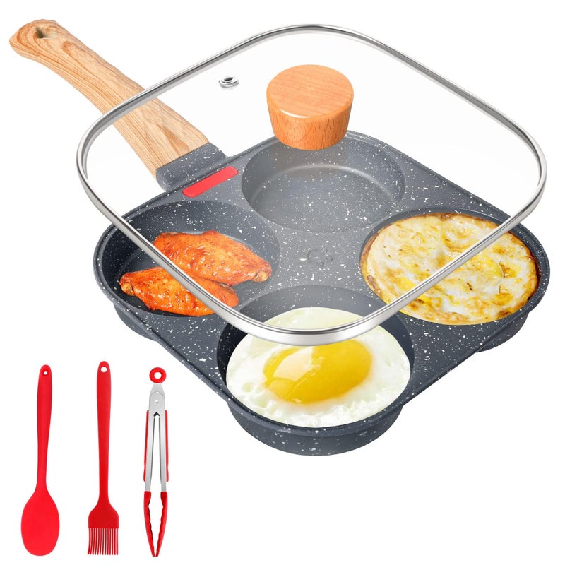 Gimars Nonstick Egg Frying Pan with Lid 19cm Aluminium Egg Burger Pancake Pan for Gas Stove and Induction Hob