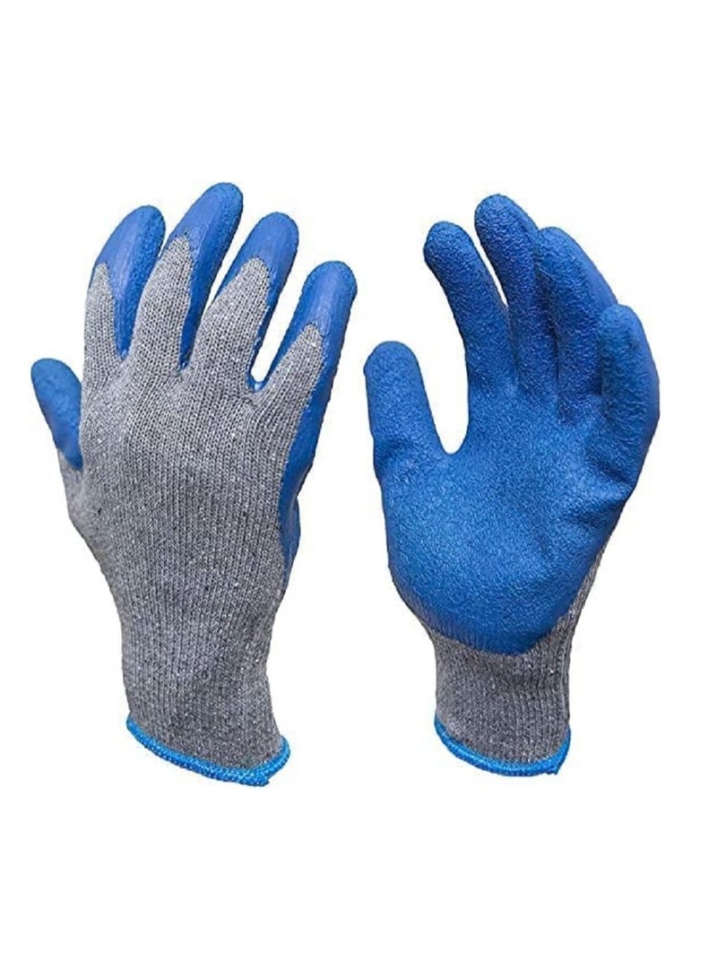 RACO RACO Rubber Latex Double Coated Work Gloves for Construction Gardening Gloves Heavy Duty Cotton Blend Blue Work Gloves 50 pair - Image 1