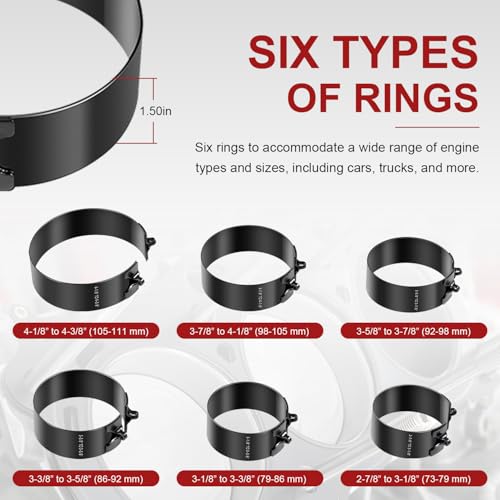 Deargooday Piston Ring Compressor Tool Set 940387 Used for Car Engine, Vehicle Maintenance Clamps, Ratchet Pliers, Storage Case, Piston Size Coverage from 2-7/8" to 4-3/8" - Image 3