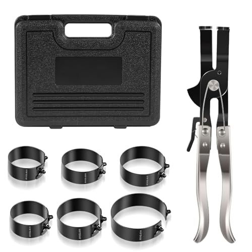 Deargooday Piston Ring Compressor Tool Set 940387 Used for Car Engine, Vehicle Maintenance Clamps, Ratchet Pliers, Storage Case, Piston Size Coverage from 2-7/8" to 4-3/8" - Image 1