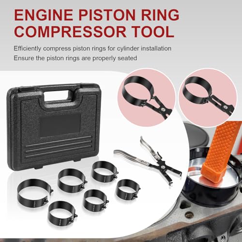 Deargooday Piston Ring Compressor Tool Set 940387 Used for Car Engine, Vehicle Maintenance Clamps, Ratchet Pliers, Storage Case, Piston Size Coverage from 2-7/8" to 4-3/8" - Image 2