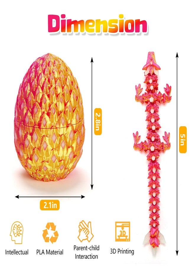 EDGRYJK 4 Pcs 3D Printed Dragon Glow in The Dark with Eggs, Easter Basket Stuffers Dinosaur Fillers Eggs Fidget Toys for Kids, Birthdays, Christmas, Easter Decorations Gifts Indoor Outdoor for Girls Boys - Image 5
