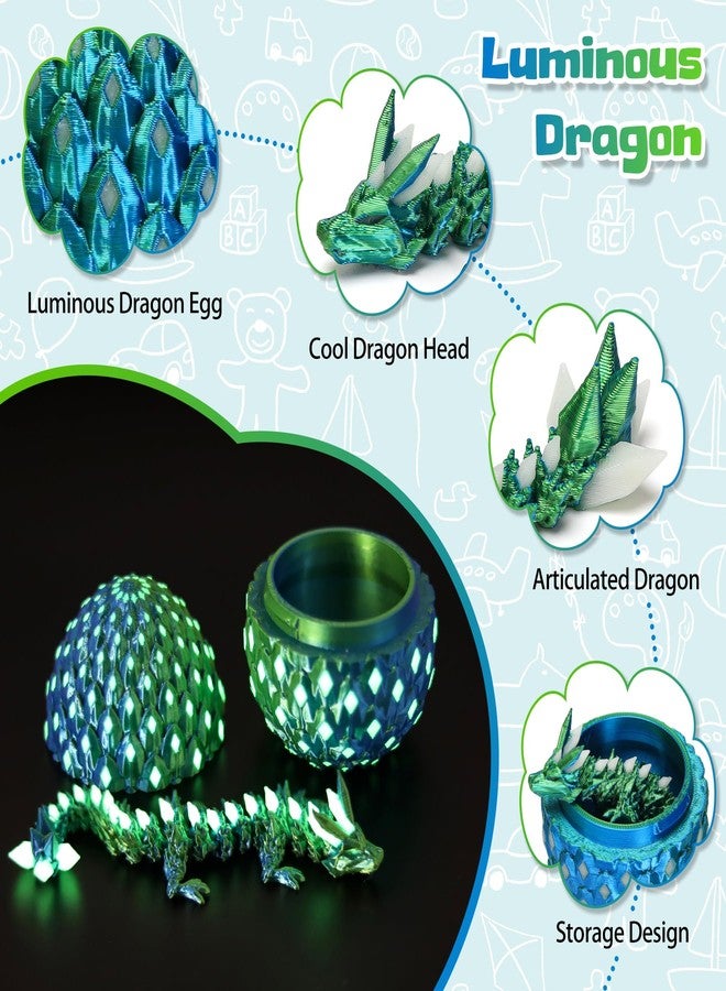 EDGRYJK 4 Pcs 3D Printed Dragon Glow in The Dark with Eggs, Easter Basket Stuffers Dinosaur Fillers Eggs Fidget Toys for Kids, Birthdays, Christmas, Easter Decorations Gifts Indoor Outdoor for Girls Boys - Image 4
