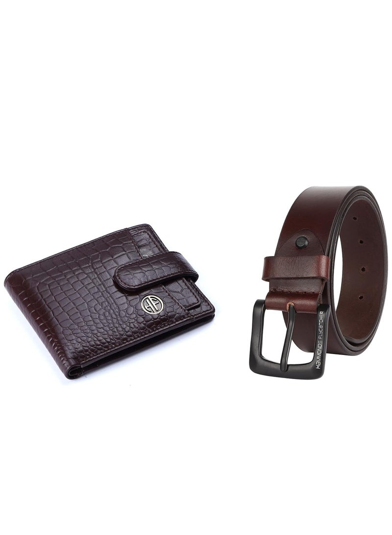 HAMMONDS FLYCATCHER Gift for Men Combo - Genuine Leather Wallet and Belt Combo for Men - Leather Belt for Men - Ramadan, Eid, Birthday Gift | NQ8S - Image 1