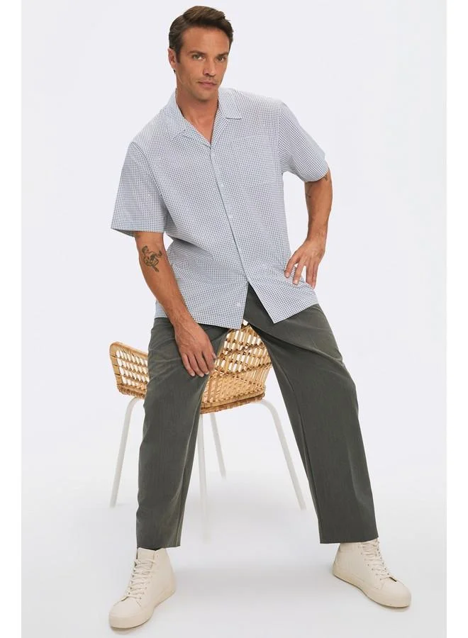 JUNE June Exclusive Men Oversize Short Sleeve Patterned Shirt White