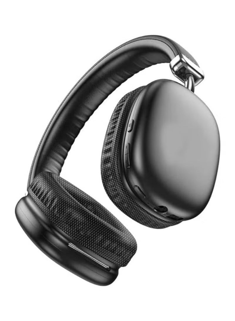 hoco. W35 - Wireless Bluetooth Headphones, Bluetooth V5.3, Use Time: Up To 40 Hours, Standby Time: Up To 200 Hours, Support TF Card And AUX Mode, Compatible Mobile Phones And Tablets - Black  - Image 3