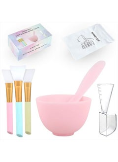 DIY Facial Mask Mixing Bowl, DIY Face Mask Mixing Tool Kit with Silicone Bowl Brush Stick Spatula for Making Mask