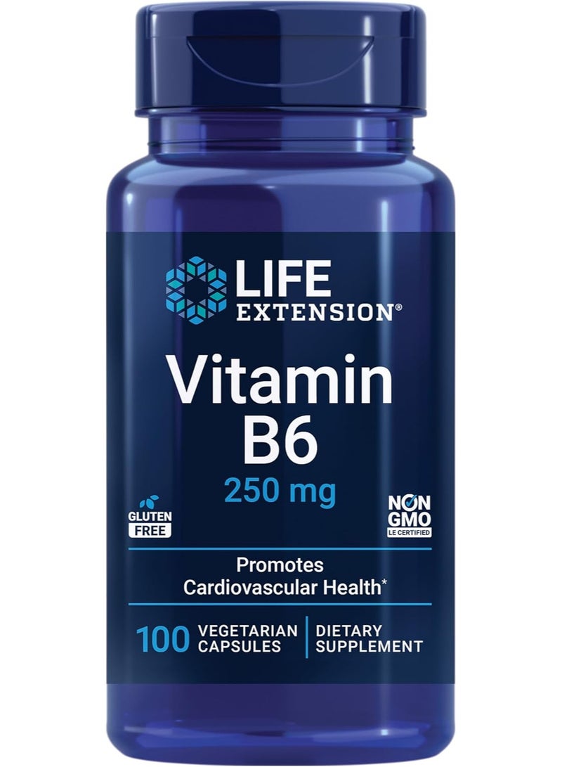 Life Extension Vitamin B6, 250 mg, 100 Vegetarian Capsules - Image 1