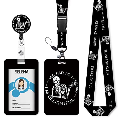 Mcapirivo ID Badge Holder with Breakaway Lanyard, Lanyards for ID Badges Name Tags ID Card Holder, Cute Badge Reel Badge Clip Retractable, Women Teacher Nurse Office Gift, Funny Xray Skeleton Skull Design - Image 1