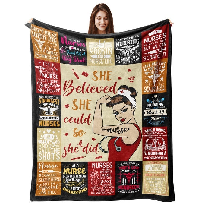NURSE GIFTS FOR WOMEN NURSE APPRECIATION GIFTS RN GIFTS FOR NURSES NURSING STUDENT GRADUATION NURSE RETIREMENT BIRTHDAY GIFTS CHRISTMAS INTERNATIONAL NURSES DAY GIFTS THROW BLANKET 60X50