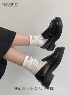 roaiss Women's Platform Smooth Leather Loafer Mary Jane Cowhide Leather Shoes with Thick Soles Women Retro Lolita Japanese JK Uniform Original Girl College Style  - Image 5