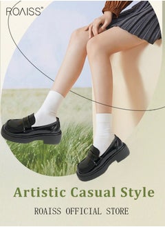 roaiss Women's Platform Smooth Leather Loafer Mary Jane Cowhide Leather Shoes with Thick Soles Women Retro Lolita Japanese JK Uniform Original Girl College Style  - Image 4