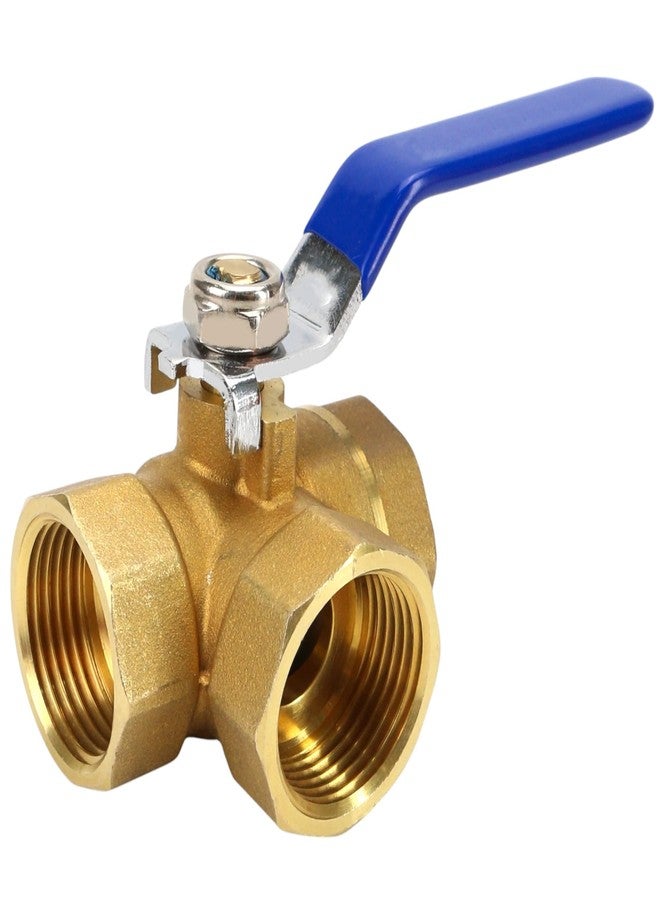 BuleVina 1 inch Brass Three-way Ball Valve, DN25 Tap T-Type Brass Ball Valve Female Thread Full Port Pipe Ball Valve For Water, Oil And Steam - Image 1