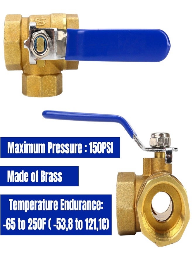 BuleVina 1 inch Brass Three-way Ball Valve, DN25 Tap T-Type Brass Ball Valve Female Thread Full Port Pipe Ball Valve For Water, Oil And Steam - Image 5