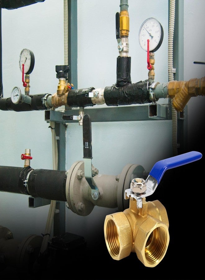 BuleVina 1 inch Brass Three-way Ball Valve, DN25 Tap T-Type Brass Ball Valve Female Thread Full Port Pipe Ball Valve For Water, Oil And Steam - Image 3
