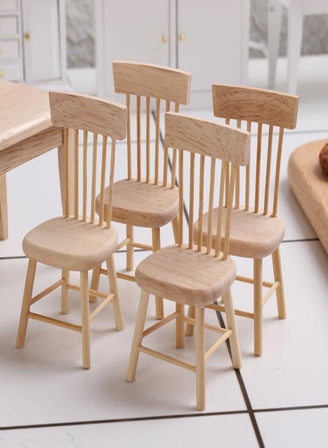 EatingBiting Decoration Dollhouse Accessories Furniture 1:12 Dollhouse Miniature Furniture Wooden Including 4 Chair and 1 Dining Table Accessories of Dining Room - Image 5