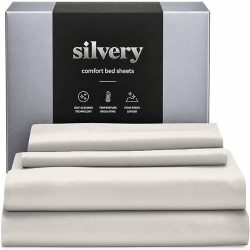 Silvery Silver Infused Bed Sheets Set - Ultra-Soft Temperature-Regulating Fabric with Self-Cleaning Technology™ that Stays Fresh 3X Longer for Hygienic Sleep - Image 1