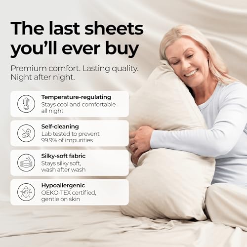 Silvery Silver Infused Bed Sheets Set - Ultra-Soft Temperature-Regulating Fabric with Self-Cleaning Technology™ that Stays Fresh 3X Longer for Hygienic Sleep - Image 2