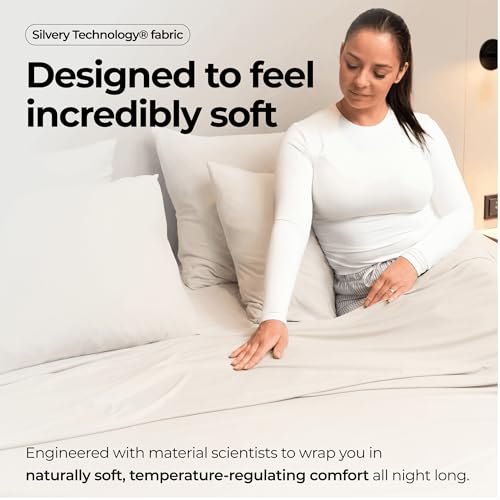 Silvery Silver Infused Bed Sheets Set - Ultra-Soft Temperature-Regulating Fabric with Self-Cleaning Technology™ that Stays Fresh 3X Longer for Hygienic Sleep - Image 3
