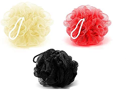 Moira Set of 3 Bath Loofah for men and women (Peach, Red & Black) - Image 1