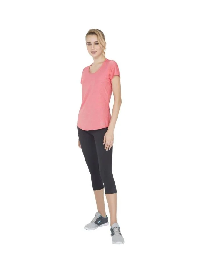 Jockey Coral Melange AP27 Women Tactile Microfiber Elastane Stretch Relaxed Fit T Shirt with StayDry and StayFresh Treatment for Women | Best Price UAE