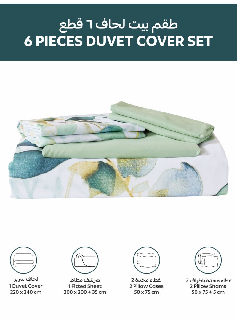 Donetella Digital Print Duvet cover Set, King Size 220x240 cm - 6-Pcs Bed Set, ,Emirate Collection, Microfiber - 1 Duvet Cover, 1 Fitted Sheet, 2 Pillow Shams, 2 Pillowcases (Filler Not Include)  - Image 4
