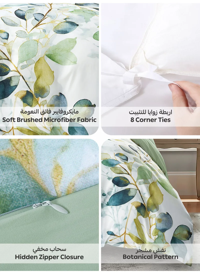 Donetella Digital Print Duvet cover Set, King Size 220x240 cm - 6-Pcs Bed Set, ,Emirate Collection, Microfiber - 1 Duvet Cover, 1 Fitted Sheet, 2 Pillow Shams, 2 Pillowcases (Filler Not Include)