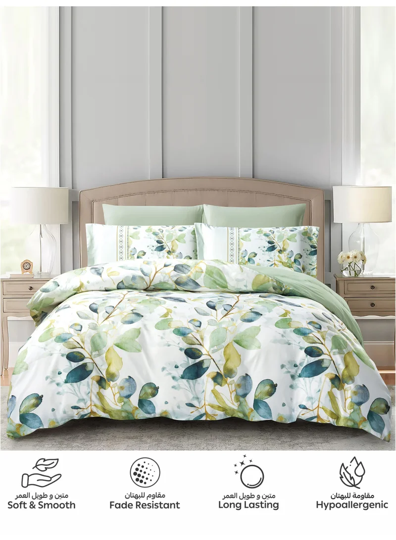 Donetella Digital Print Duvet cover Set, King Size 220x240 cm - 6-Pcs Bed Set, ,Emirate Collection, Microfiber - 1 Duvet Cover, 1 Fitted Sheet, 2 Pillow Shams, 2 Pillowcases (Filler Not Include)