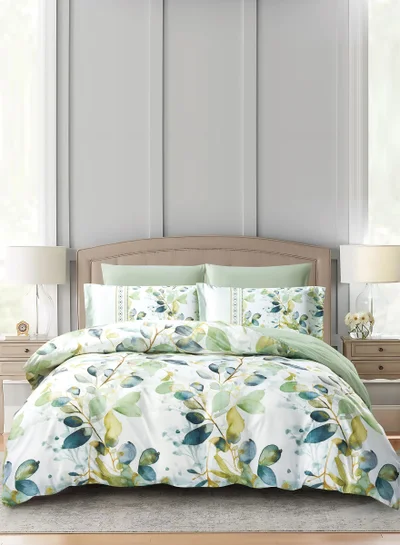 Donetella Digital Print Duvet cover Set, King Size 220x240 cm - 6-Pcs Bed Set, ,Emirate Collection, Microfiber - 1 Duvet Cover, 1 Fitted Sheet, 2 Pillow Shams, 2 Pillowcases (Filler Not Include)