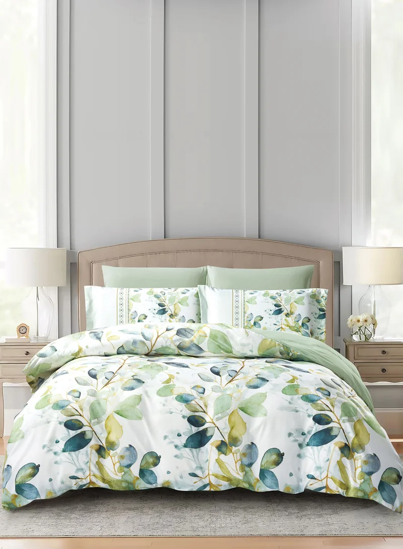 Donetella Digital Print Duvet cover Set, King Size 220x240 cm - 6-Pcs Bed Set, ,Emirate Collection, Microfiber - 1 Duvet Cover, 1 Fitted Sheet, 2 Pillow Shams, 2 Pillowcases (Filler Not Include)