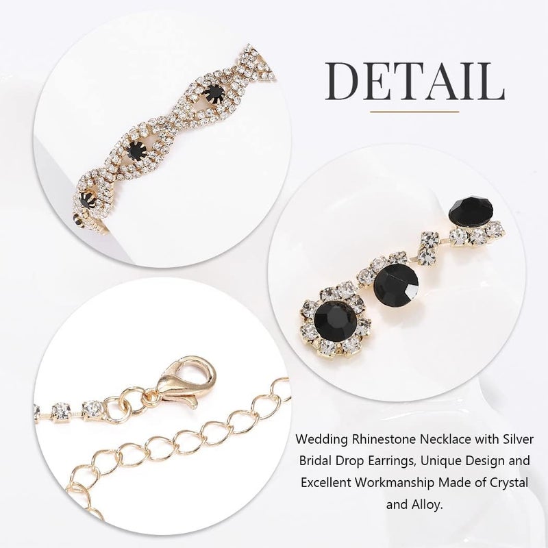 Excefore Bride Wedding Jewelry Sets, Crystal Bridal Necklace Bracelet Earrings Set, Prom Costume Jewelry Set, for Women and Girls Bride Wedding Hair Accessories (3 Pcs) - Image 4