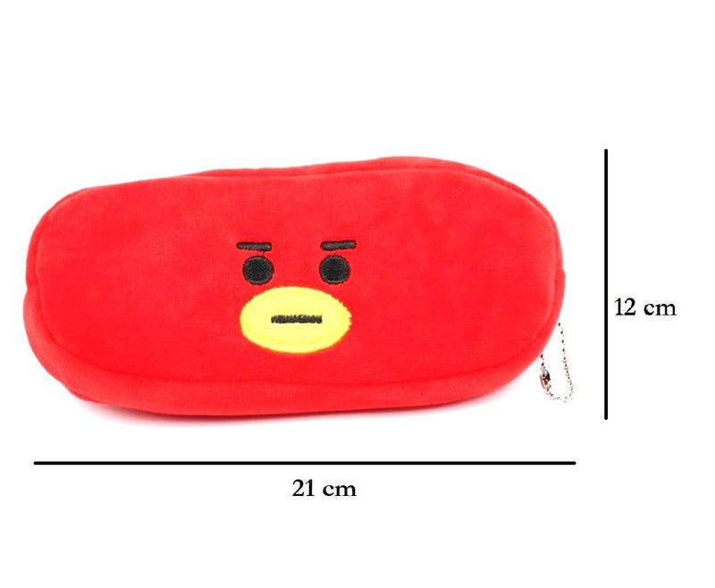 Awestuffs Pencil Pouch Soft Toys for Children, Kids Favorite Pencil Box and Cosmetic Pouch for Girls Multi-Functional Pen Box (Red Bear) (Tata BTS) - Image 4