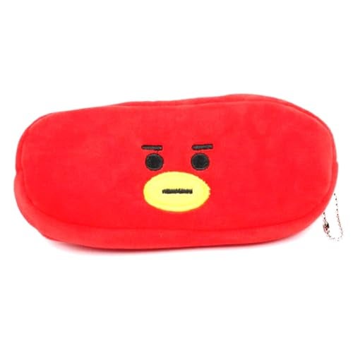 Awestuffs Pencil Pouch Soft Toys for Children, Kids Favorite Pencil Box and Cosmetic Pouch for Girls Multi-Functional Pen Box (Red Bear) (Tata BTS) - Image 1