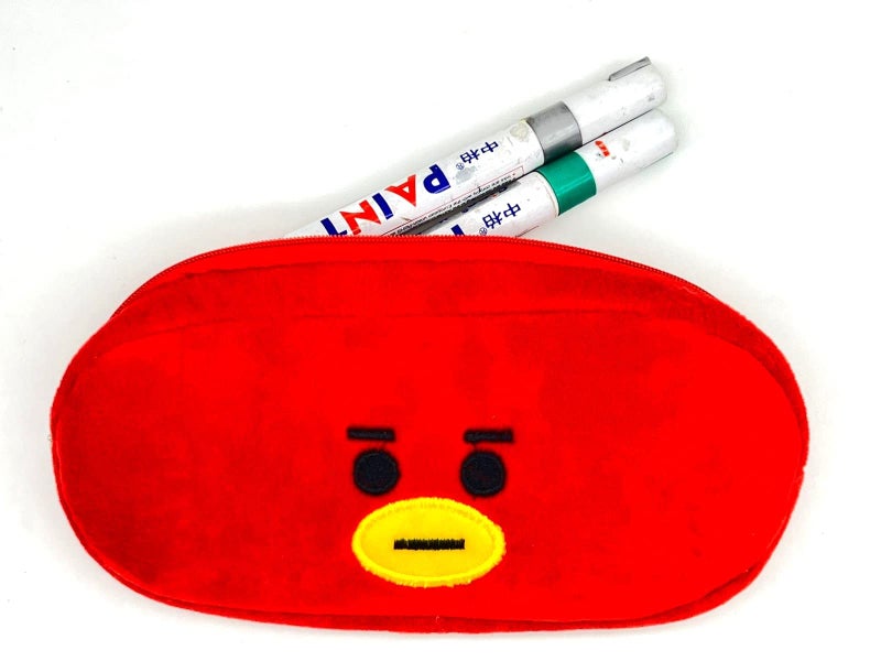 Awestuffs Pencil Pouch Soft Toys for Children, Kids Favorite Pencil Box and Cosmetic Pouch for Girls Multi-Functional Pen Box (Red Bear) (Tata BTS) - Image 2