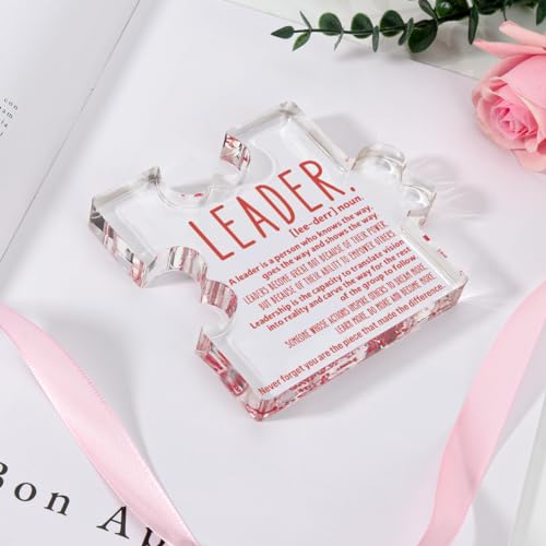 TuSuQing Thank You Gifts for Leader Boss Mentor Supervisor Retirement Leaving Coworker Farewell Promotion Celebration Birthday Work Office Gift Great Leader Irregular Acrylic Decorative Table Signs - Image 2
