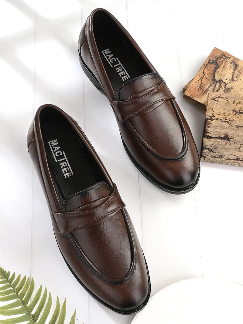 MACTREE Men's Brown Synthetic Formal Dress Slipon Loafers Shoes - 40 UK - Image 2